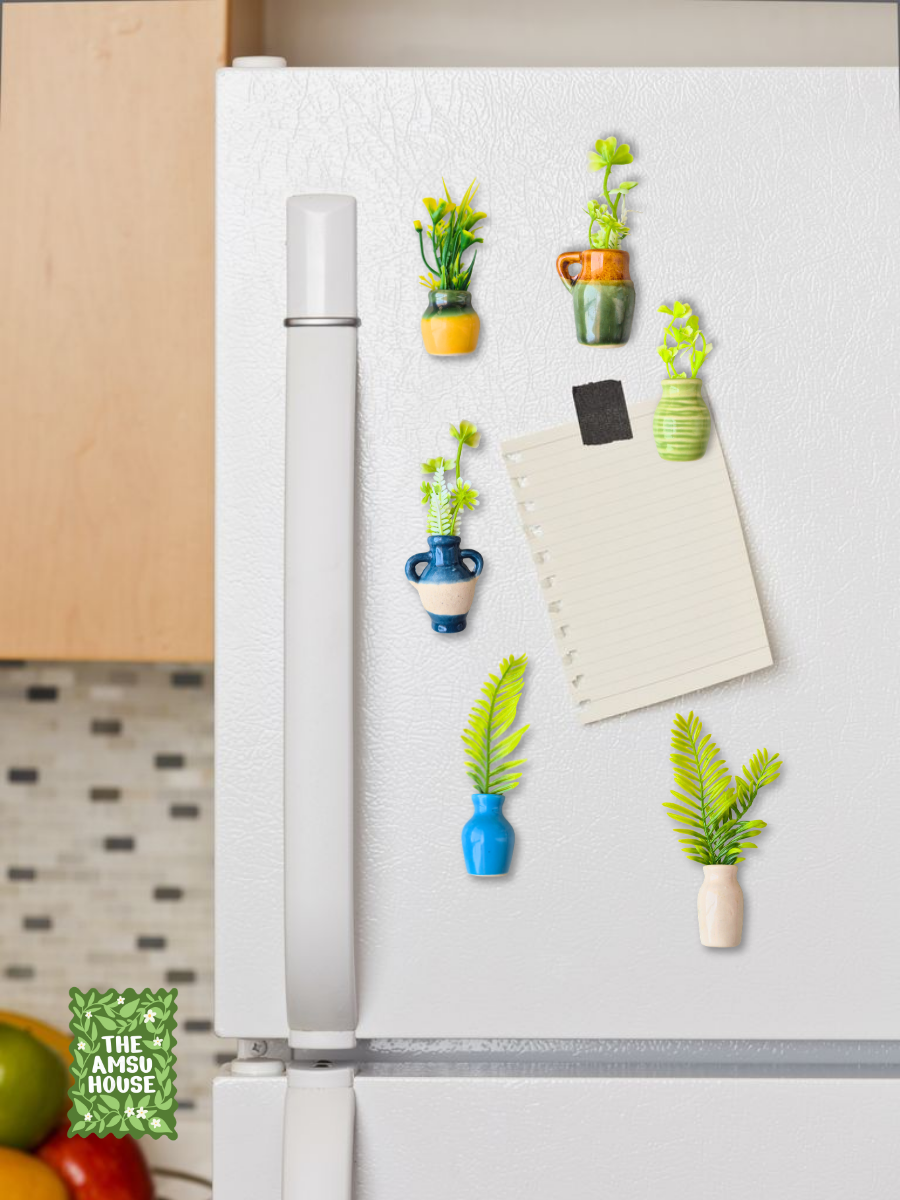 Rustic Planter Ceramic Magnets | Set of 6