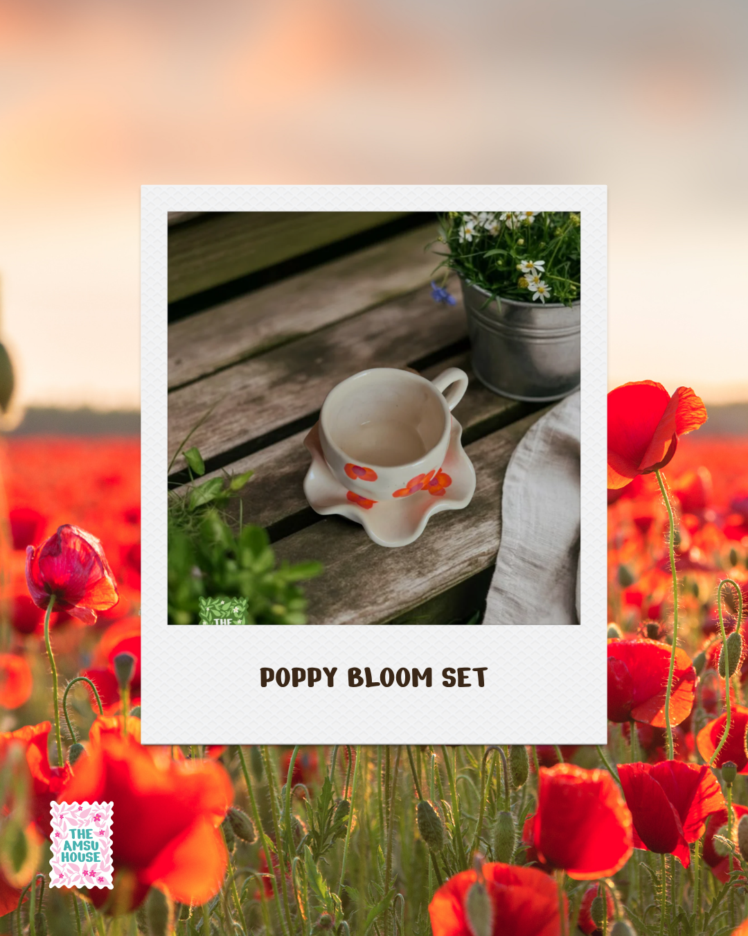 Poppy Bloom Cup & Saucer Set