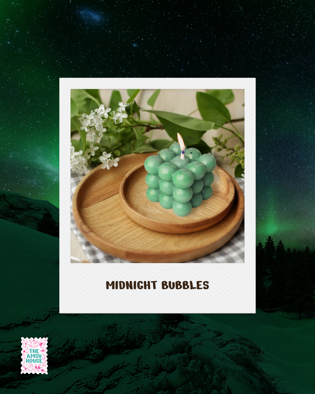 Midnight Bubbles Candle | Vine Green: Jasmine Scent