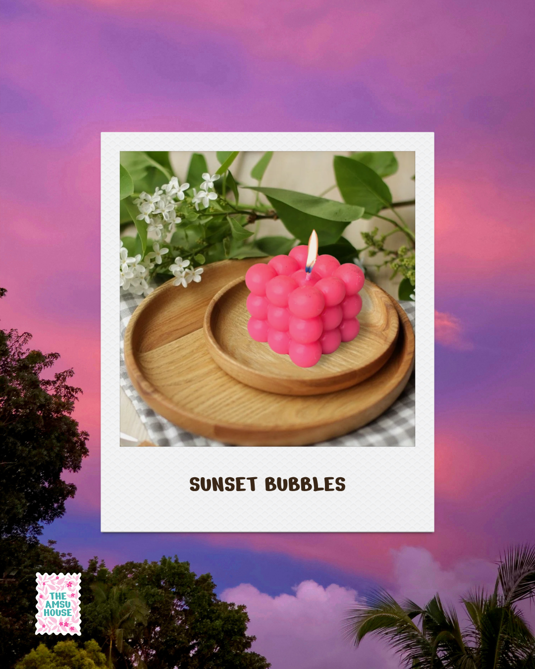 Sunset Bubbles Candle | Blush Pink: Rose Scent