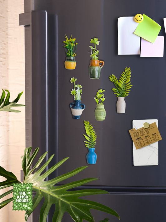 Rustic Planter Ceramic Magnets | Set of 6