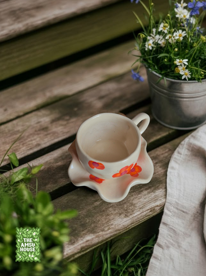 Poppy Bloom Cup & Saucer Set