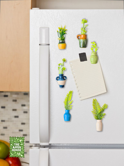 Rustic Planter Ceramic Magnets | Set of 6