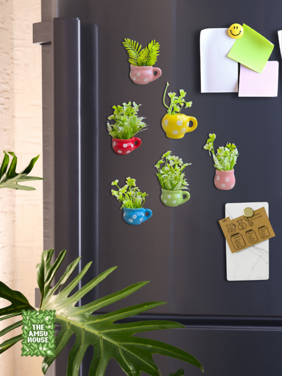 Polka Planter Ceramic Magnets | Set of 6