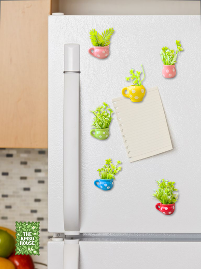 Polka Planter Ceramic Magnets | Set of 6