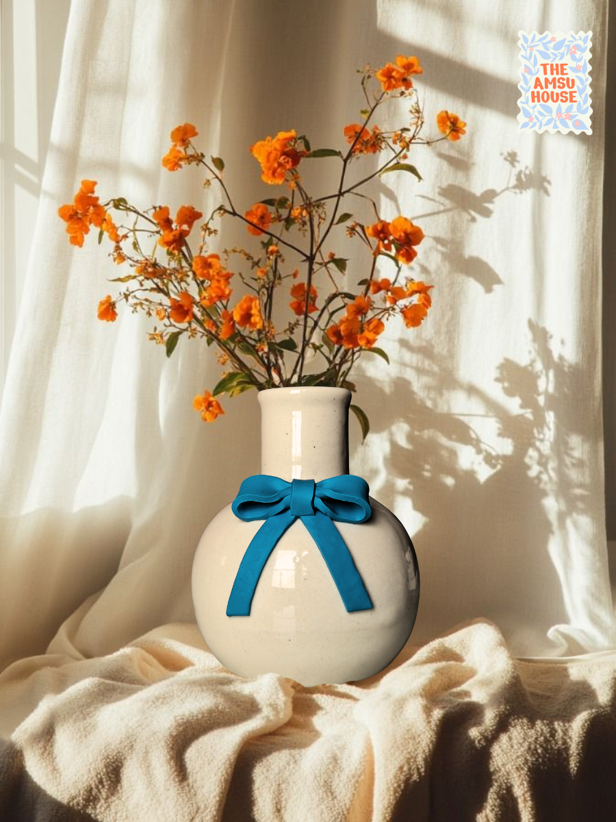 Bow-Tied Ceramic Vase